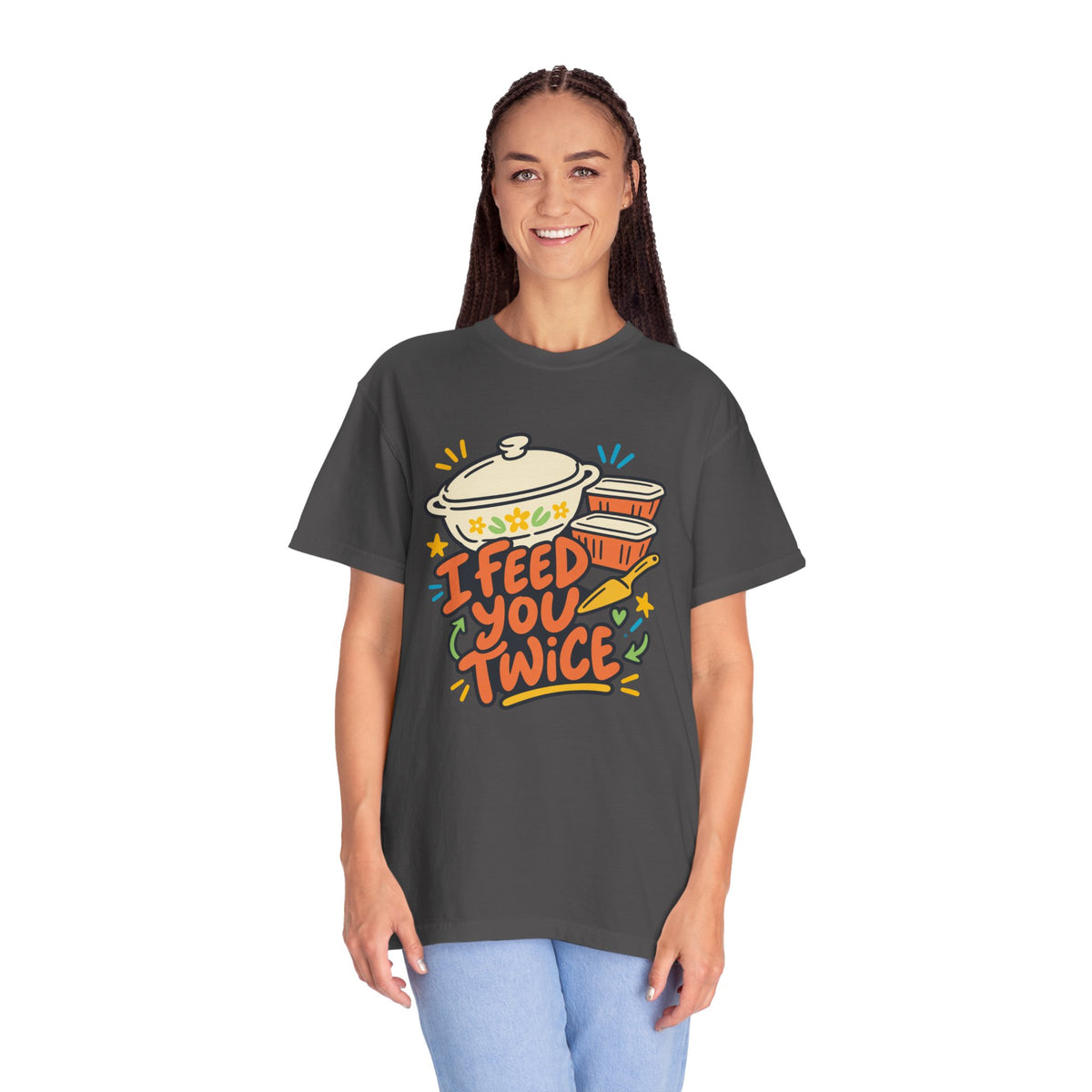 Friendsgiving Host Shirt for Hosts Who Send Leftovers Home "I Feed You Twice"