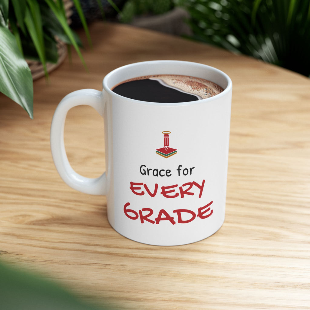 Christian Teacher Christmas Mug for Teachers, "Grace for Every Grade"