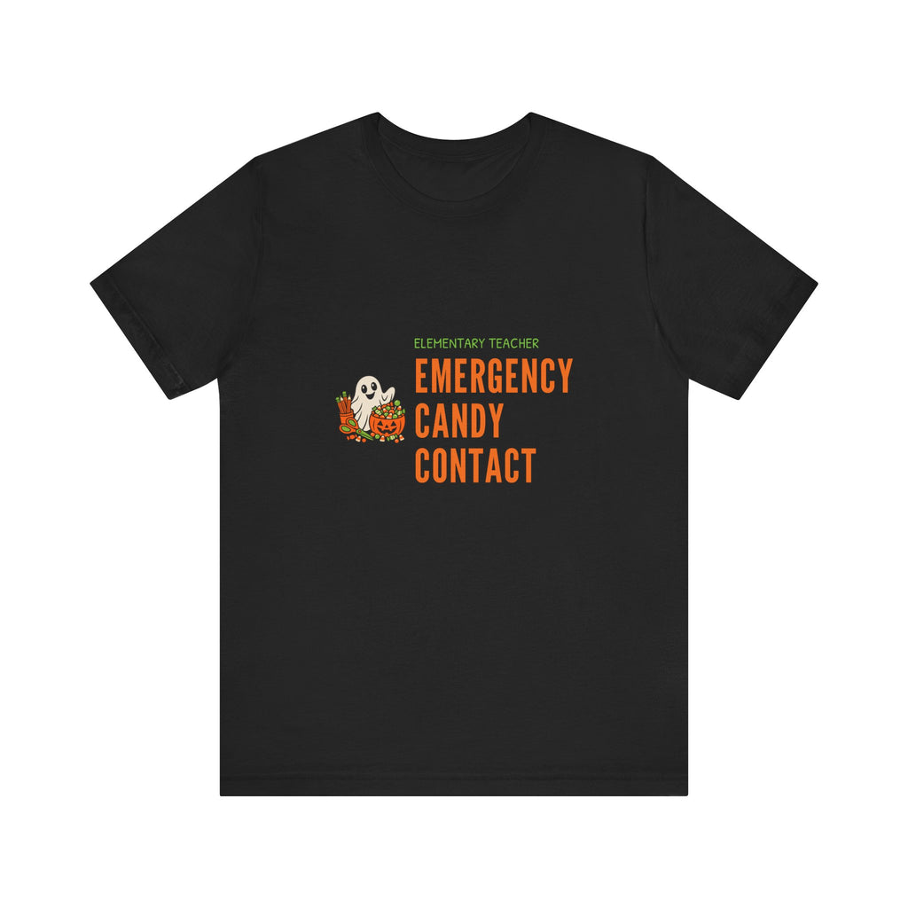Teacher Halloween Party Shirt for Elementary Teachers, “Emergency Candy Contact”