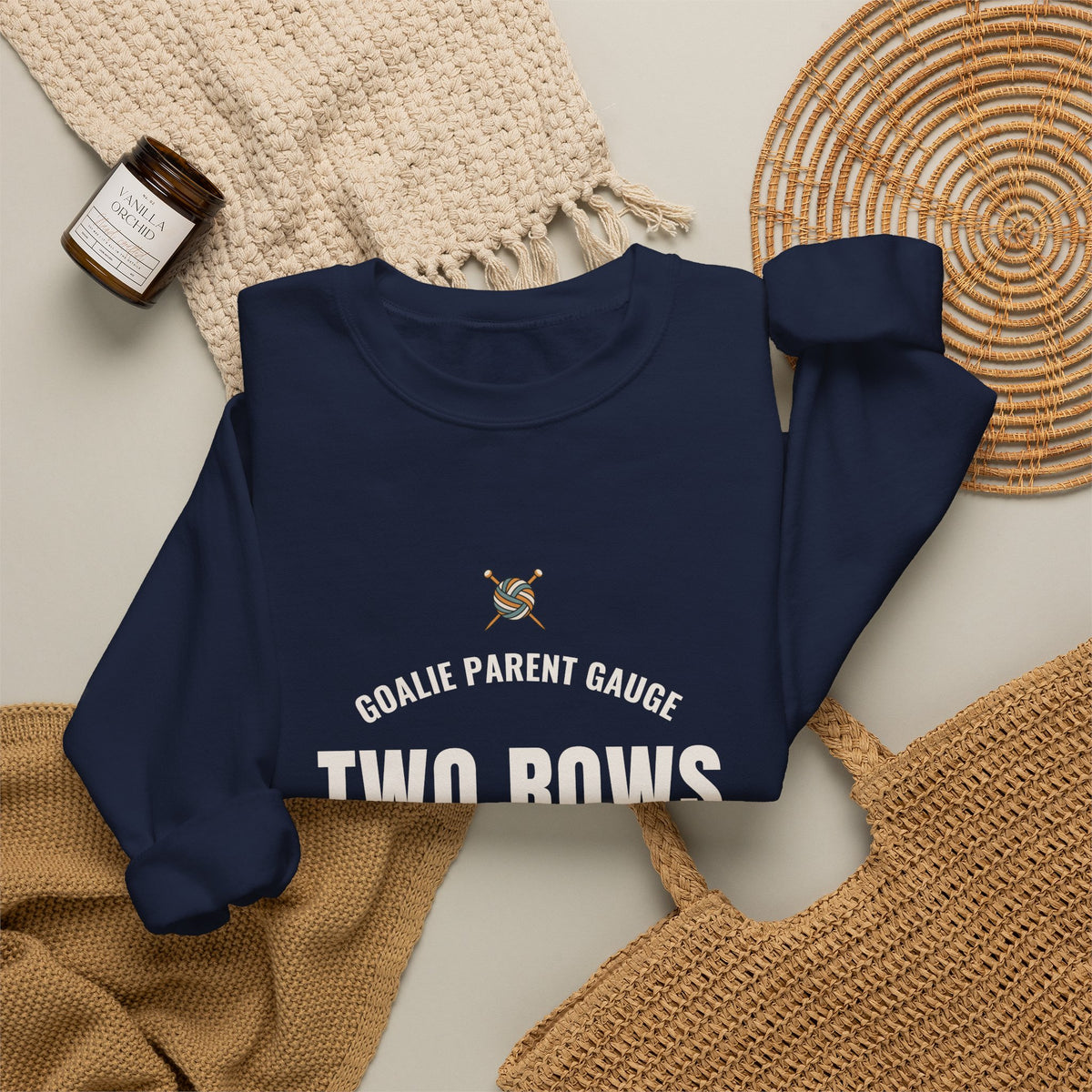Hockey Goalie Parent Sweatshirt, "Two Rows Per Period" for Rink Parents