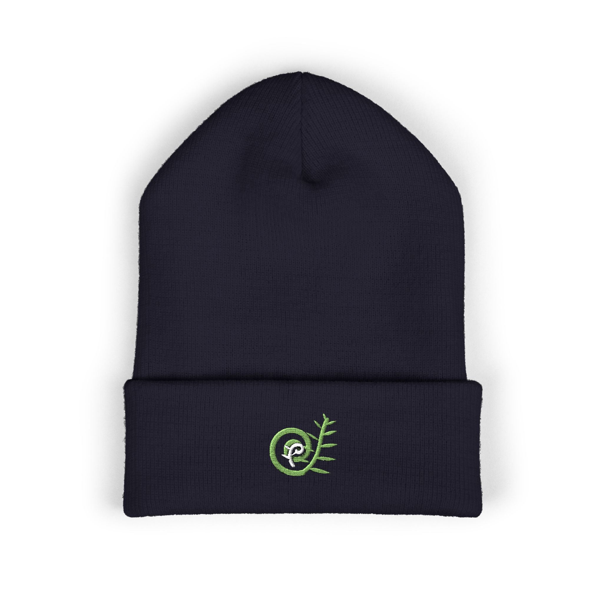 Unfurling Fern Embroidered Cuffed Beanie