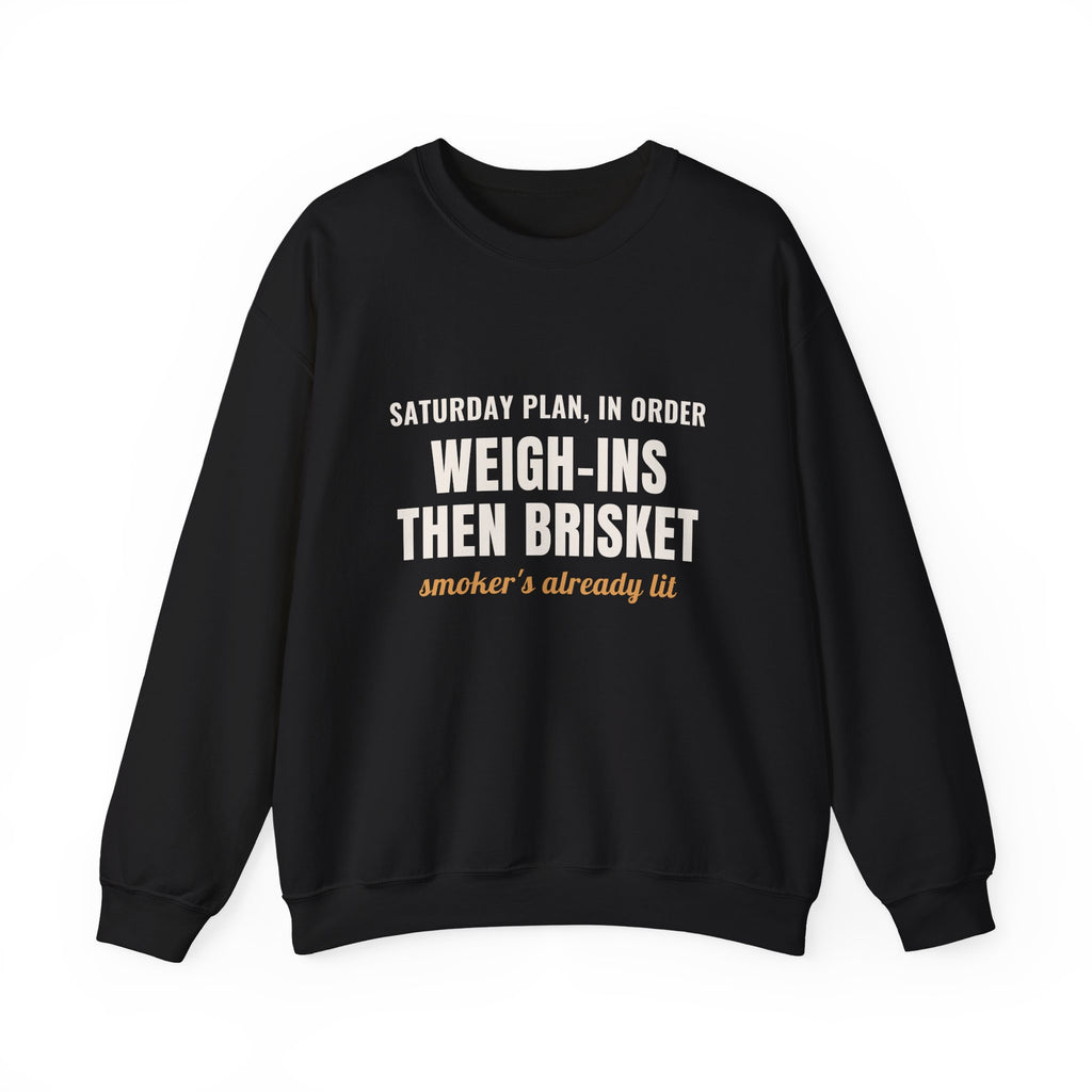 Wrestling Coach Brisket Crewneck, "Weigh-Ins Then Brisket" Gift