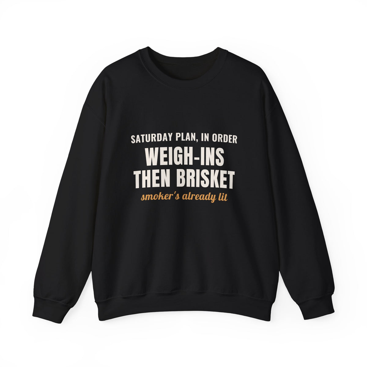 Wrestling Coach Brisket Crewneck, "Weigh-Ins Then Brisket" Gift