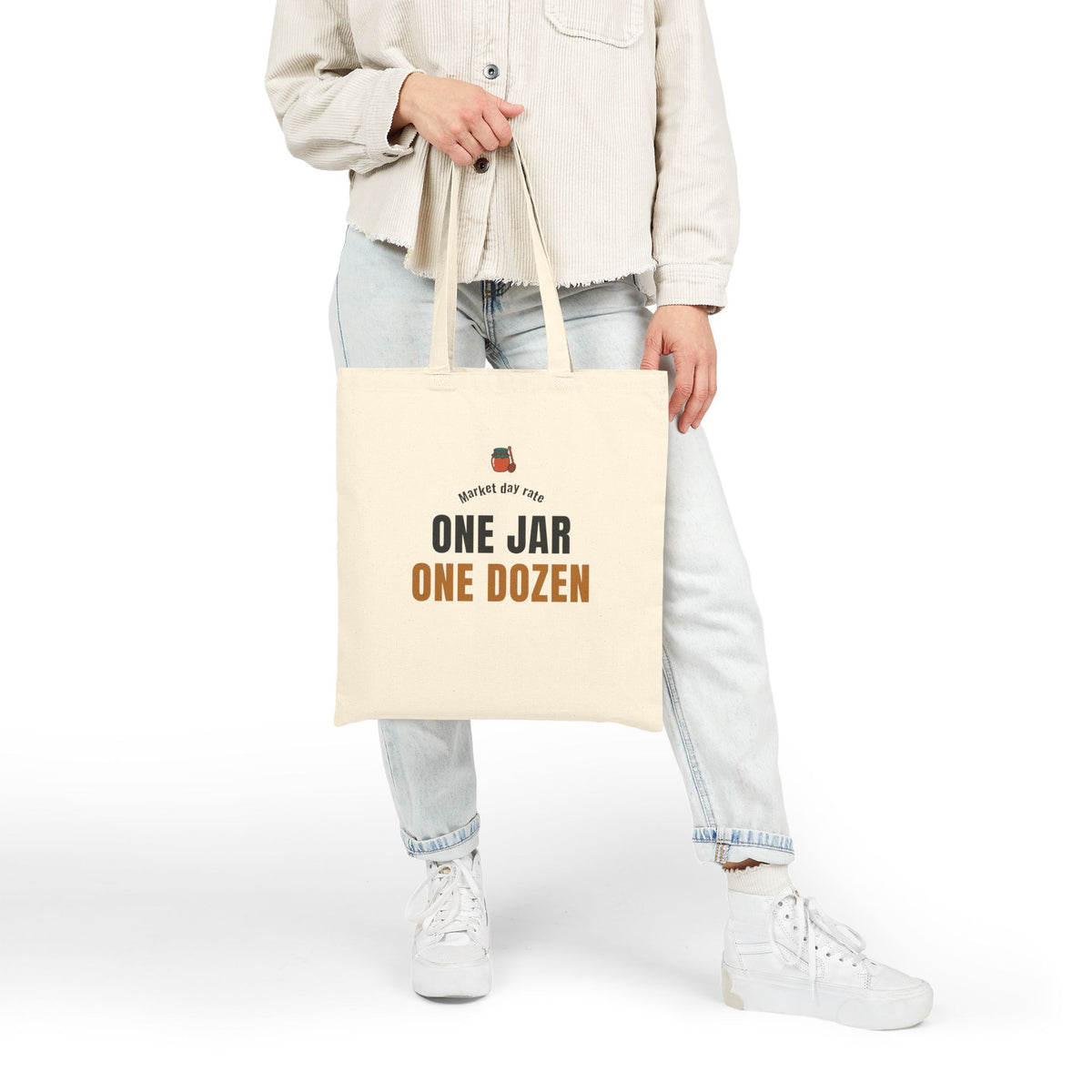Beekeeping Honey Barter Tote Bag, "One Jar, One Dozen" for Backyard Beekeepers