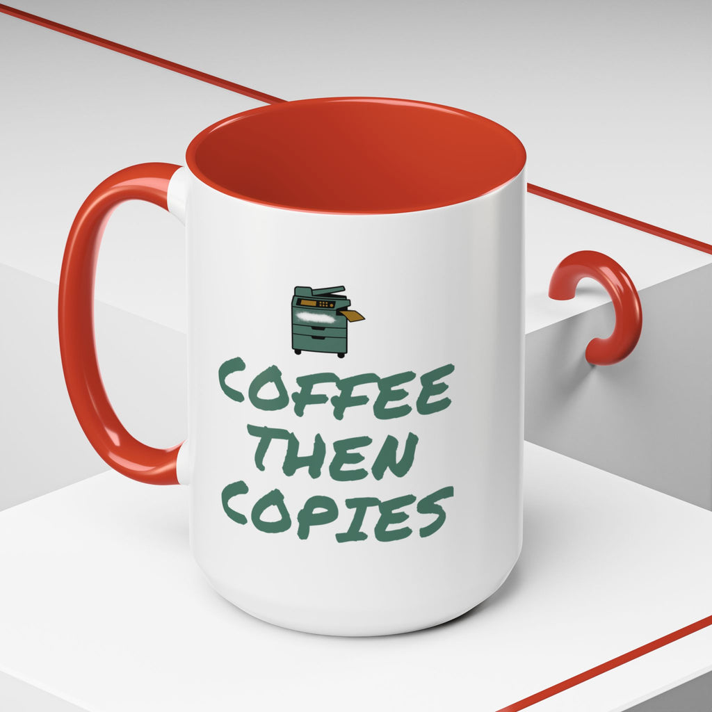 Teacher Coffee Mug for Teachers Before First Bell, “Coffee Then Copies”