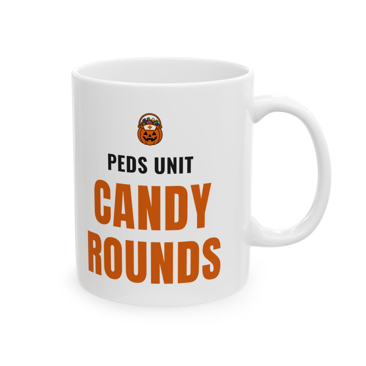 Pediatric Nurse Halloween Mug for Peds Nurses, "Peds Unit Candy Rounds"