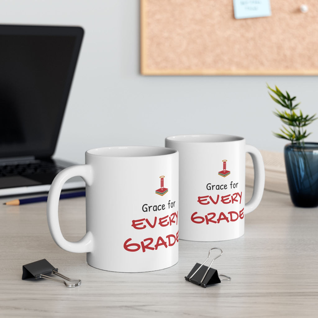 Christian Teacher Christmas Mug for Teachers, "Grace for Every Grade"