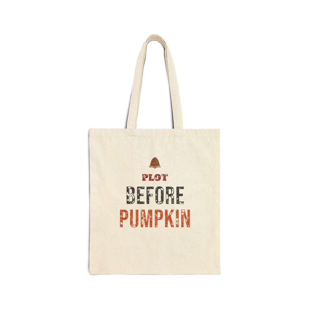 Book Club Fall Tote for Pumpkin Patch Readers, "PLOT BEFORE PUMPKIN"