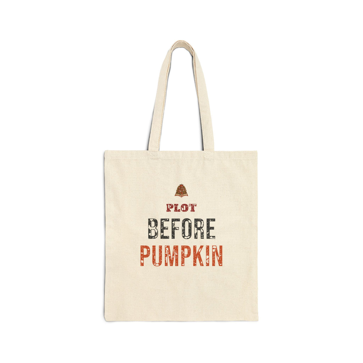 Book Club Fall Tote for Pumpkin Patch Readers, "PLOT BEFORE PUMPKIN"