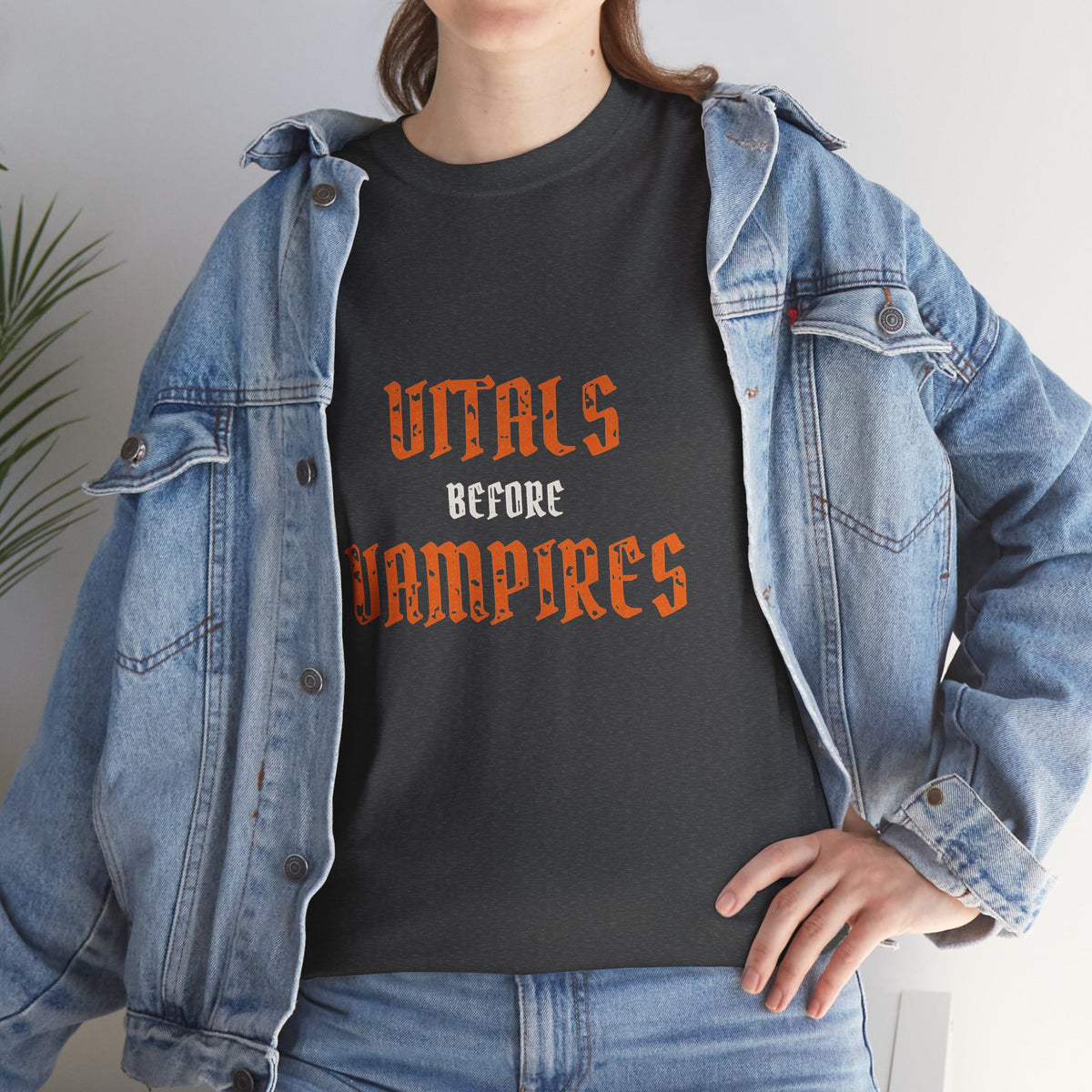 Halloween Nurse Shirt for Night-Shift Nurses, “Vitals Before Vampires”