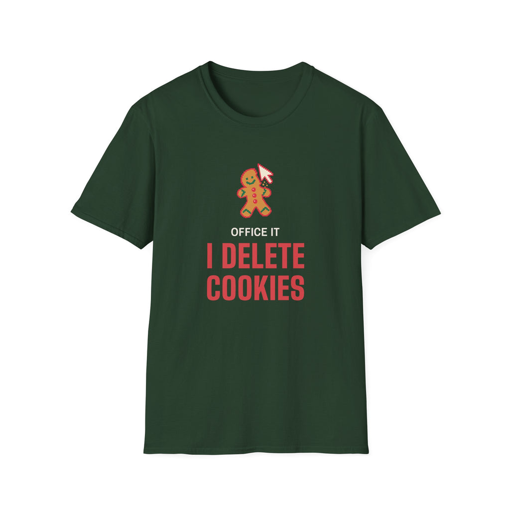 Tech Support Christmas Shirt for Tech Workers, “I Delete Cookies”