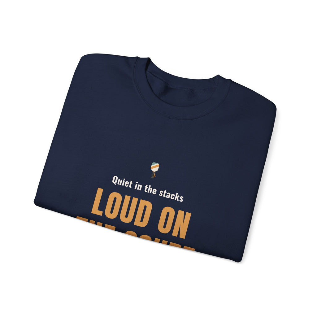 Pickleball Librarian Crewneck Sweatshirt, "Loud on the Court" Design