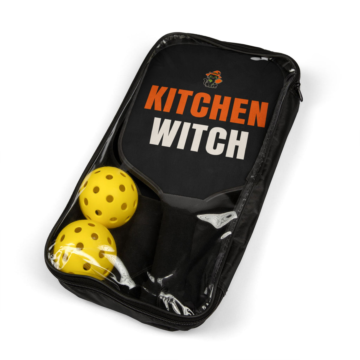 Kitchen Witch Pickleball Paddle Set, Halloween Themed Pickleball Kit