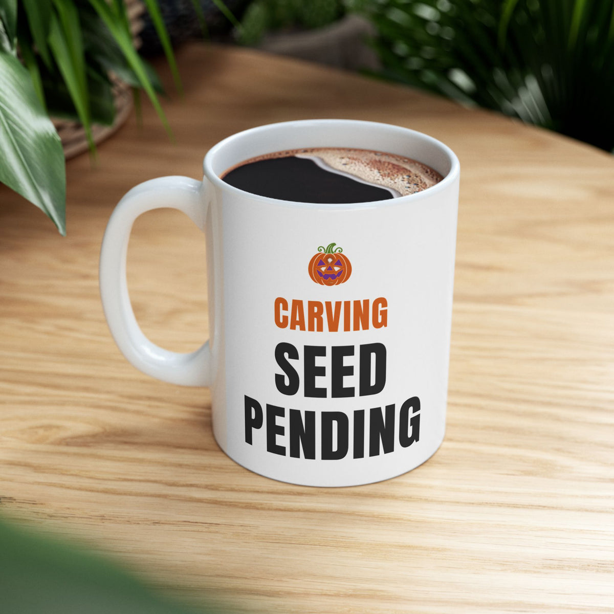 Pumpkin Carving Coffee Mug for Parents, "Carving Seed Pending"