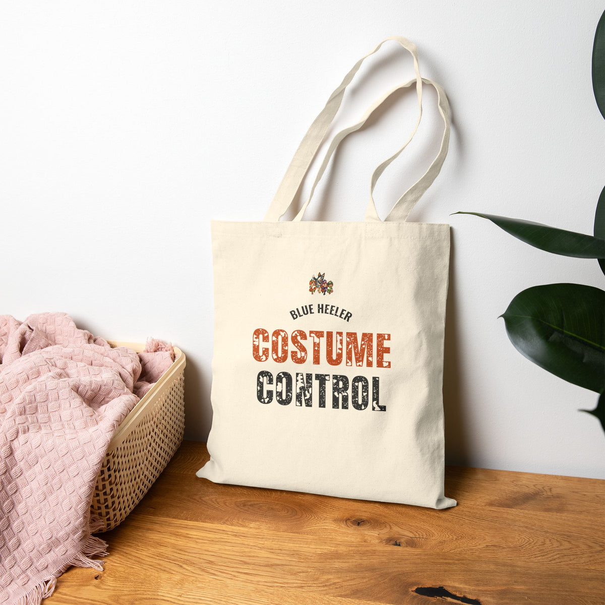 Costume Control Cotton Tote Bag, 'Blue Heeler' Rustic Halloween Trick-or-Treat Tote
