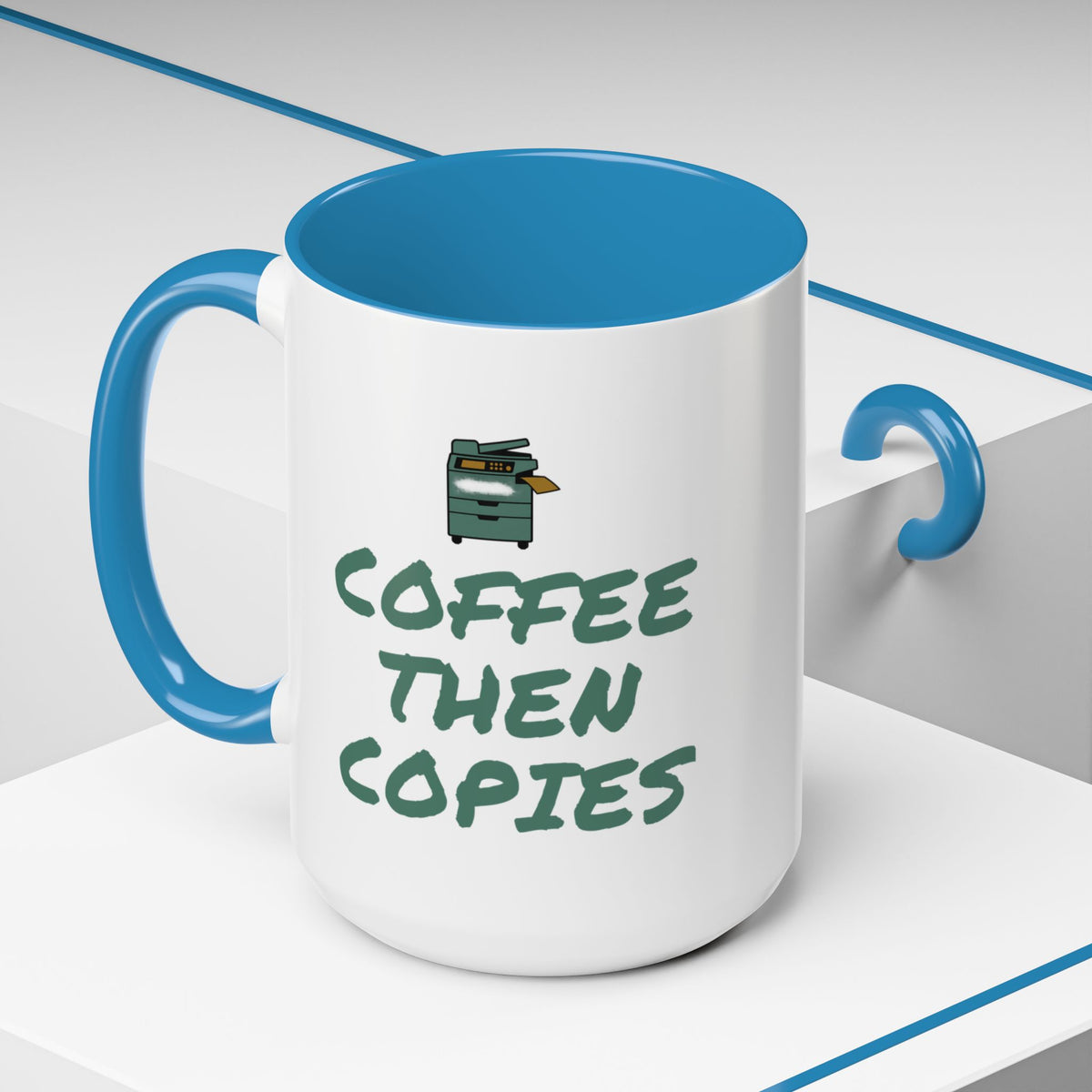 Teacher Coffee Mug for Teachers Before First Bell, “Coffee Then Copies”