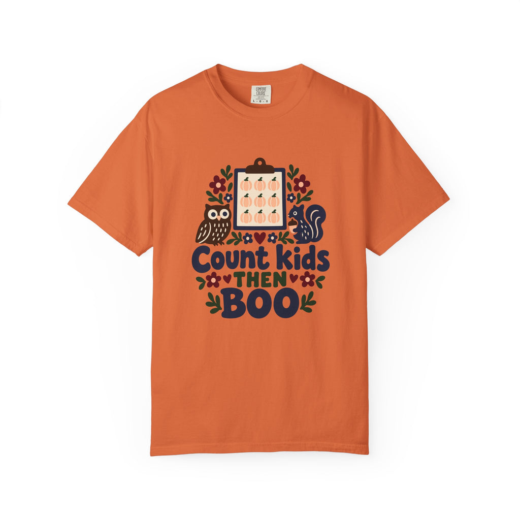 Halloween Teacher Shirt for Elementary Teachers, "Count kids THEN BOO"