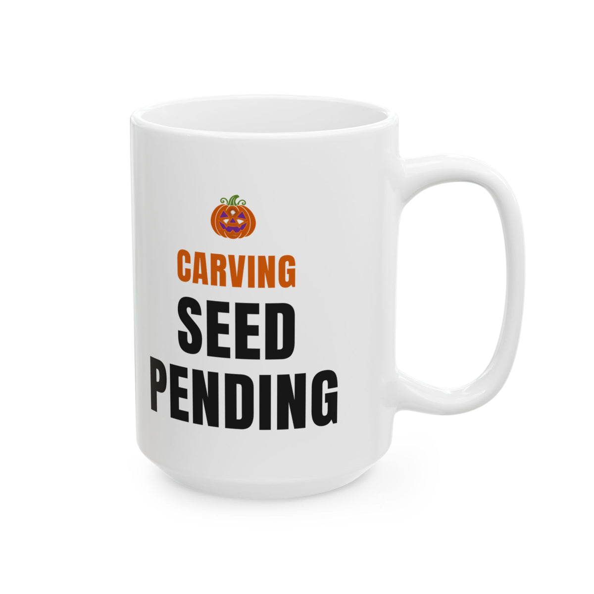 Pumpkin Carving Coffee Mug for Parents, "Carving Seed Pending"