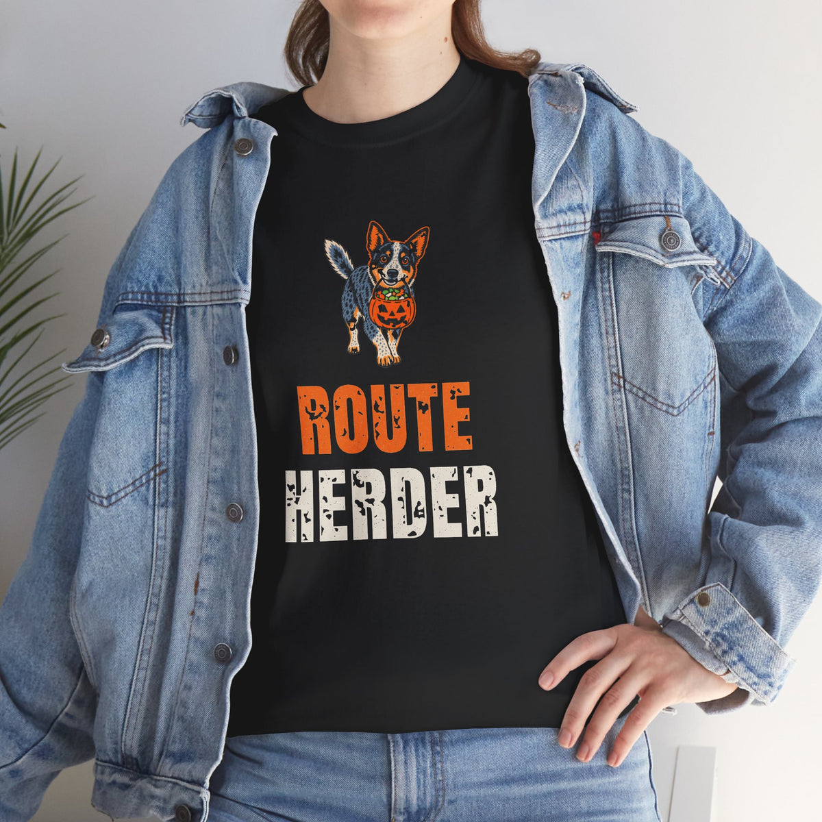 Blue Heeler Halloween Shirt, “Route Herder” Tee for Blue Heeler Dads