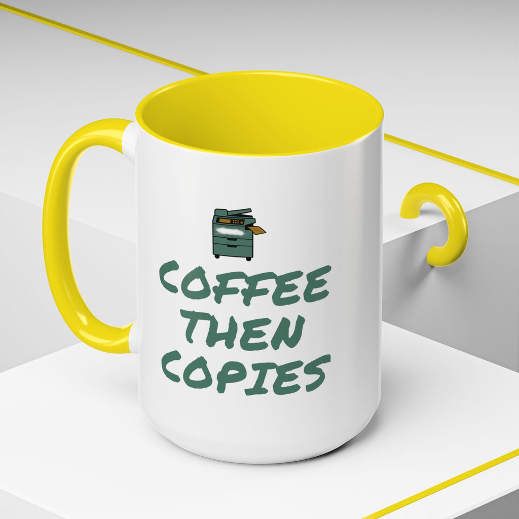 Teacher Coffee Mug for Teachers Before First Bell, “Coffee Then Copies”