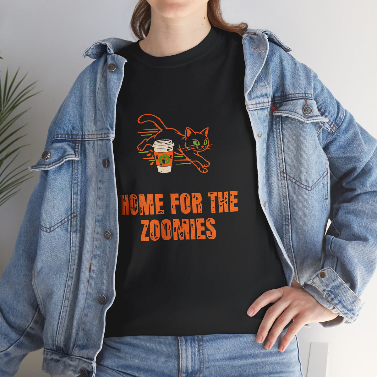 Cats Halloween Tee, "HOME FOR THE ZOOMIES" for Cat Owners