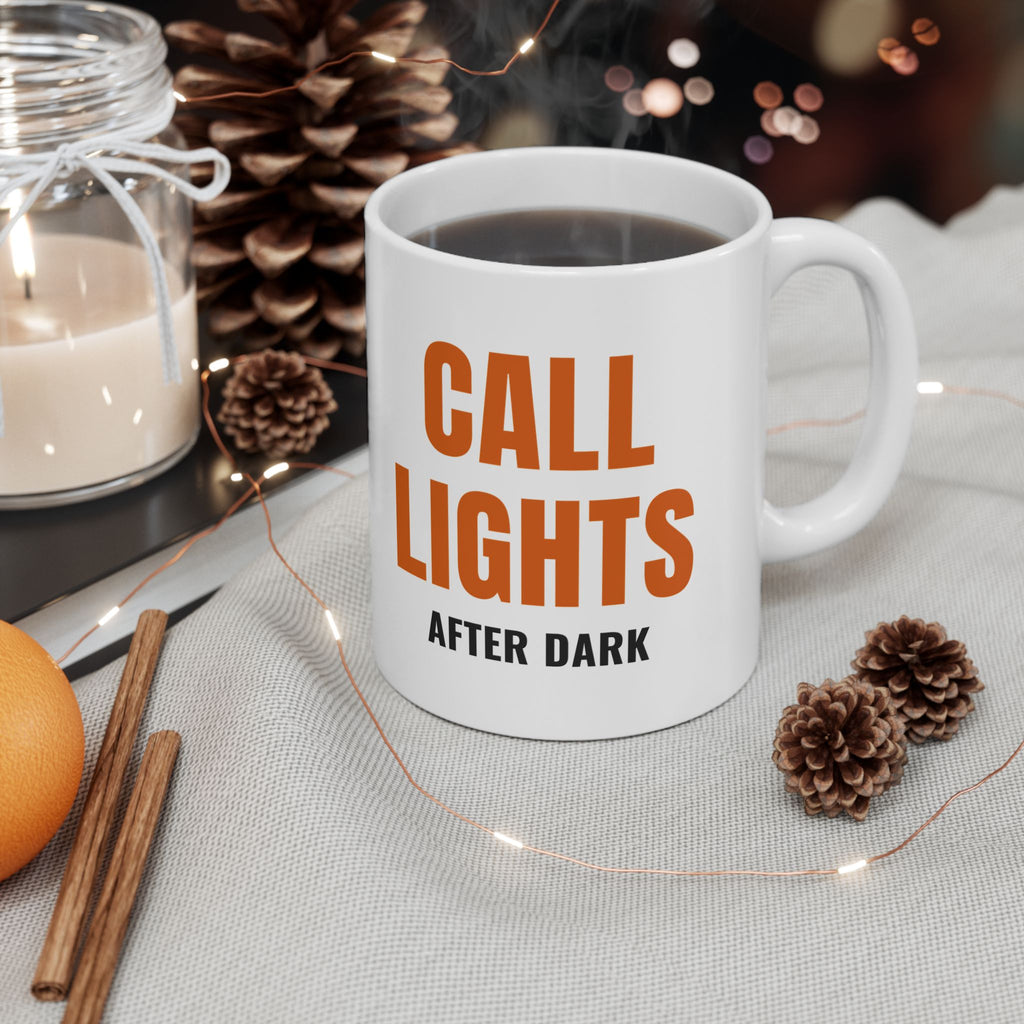Night Shift Nurse Mug “Call Lights After Dark” for Night-Shift Nurses