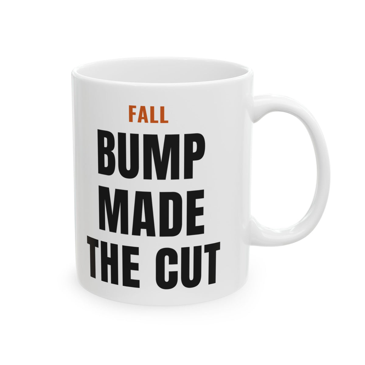 Fall Pregnancy Reveal Mug for Expecting Parents, “FALL BUMP MADE THE CUT”
