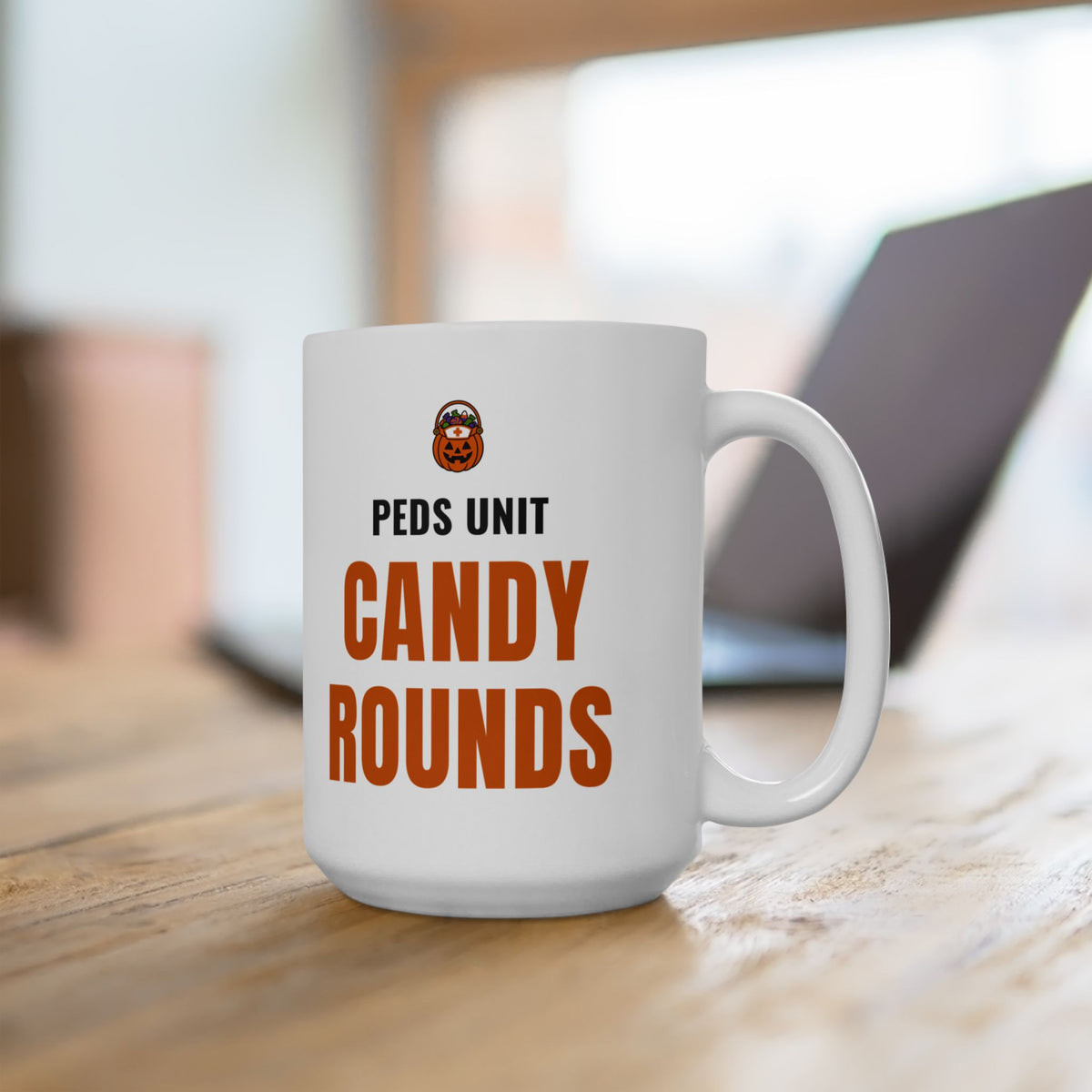 Pediatric Nurse Halloween Mug for Peds Nurses, "Peds Unit Candy Rounds"