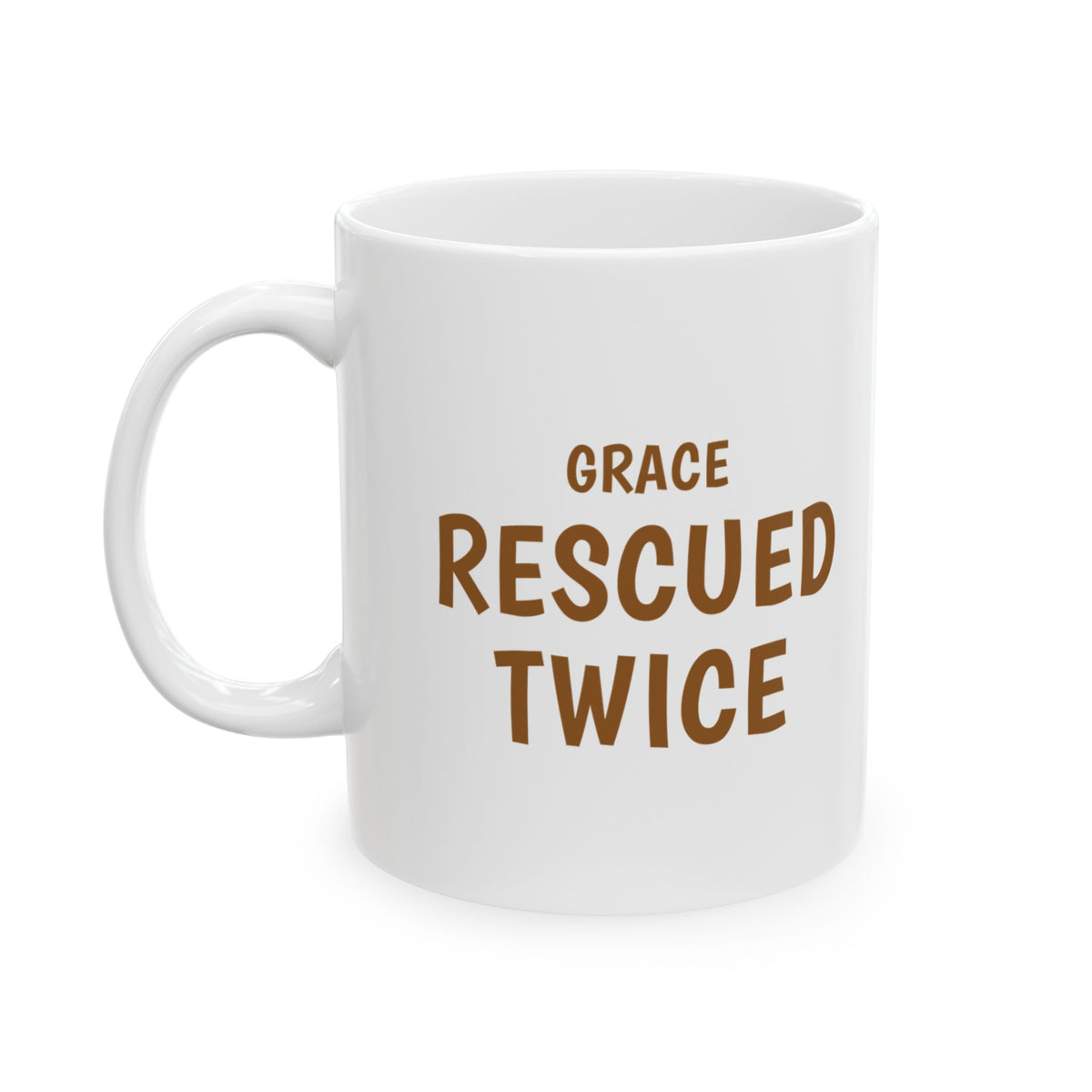 Christian Dog Mom Mug for Christian Rescue-Dog Owners "Grace Rescued Twice"