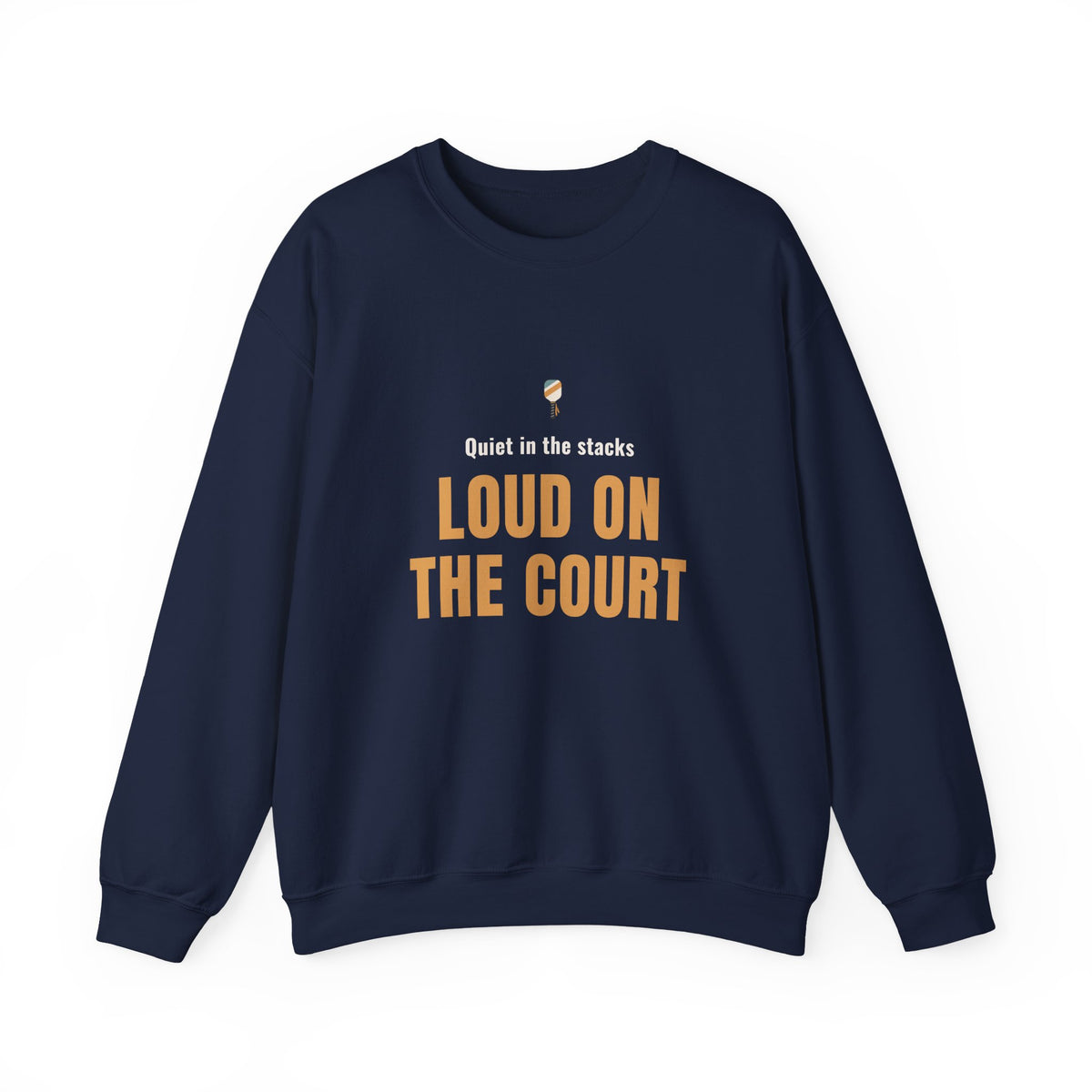 Pickleball Librarian Crewneck Sweatshirt, "Loud on the Court" Design