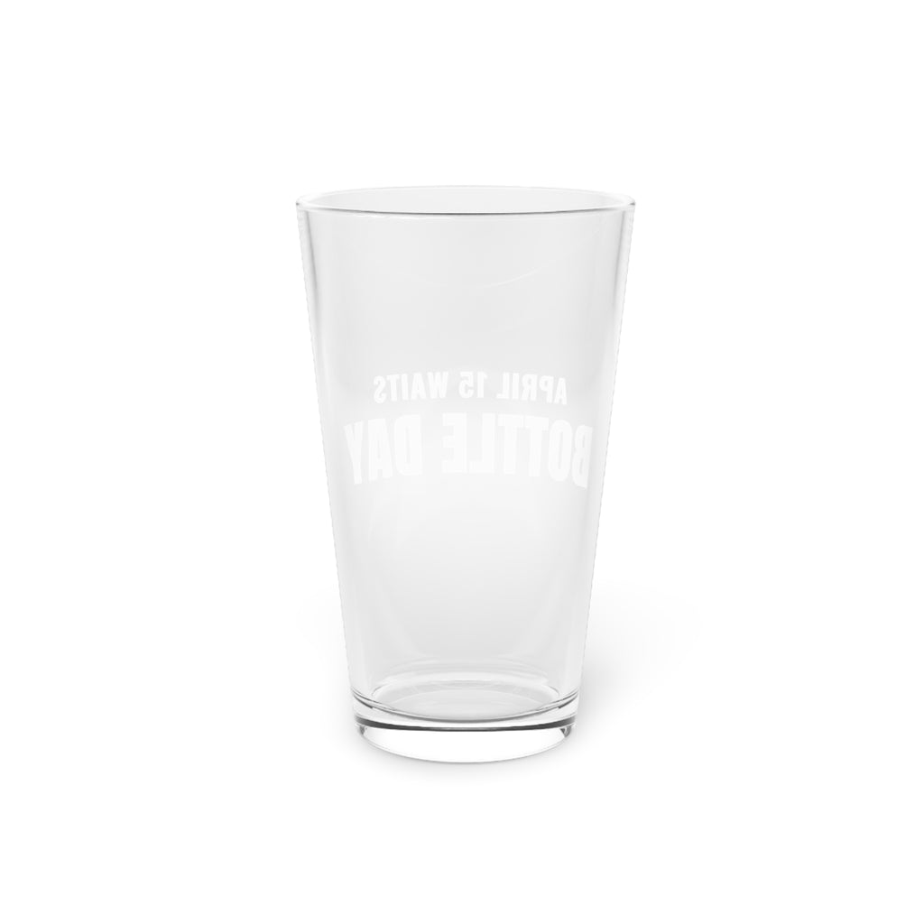 Homebrew Pint Glass, "Bottle Day" Design, for Accountants & Bookkeepers