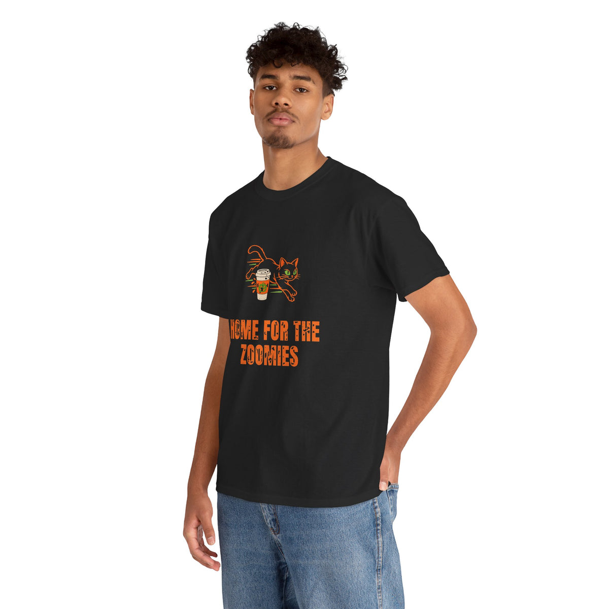 Cats Halloween Tee, "HOME FOR THE ZOOMIES" for Cat Owners