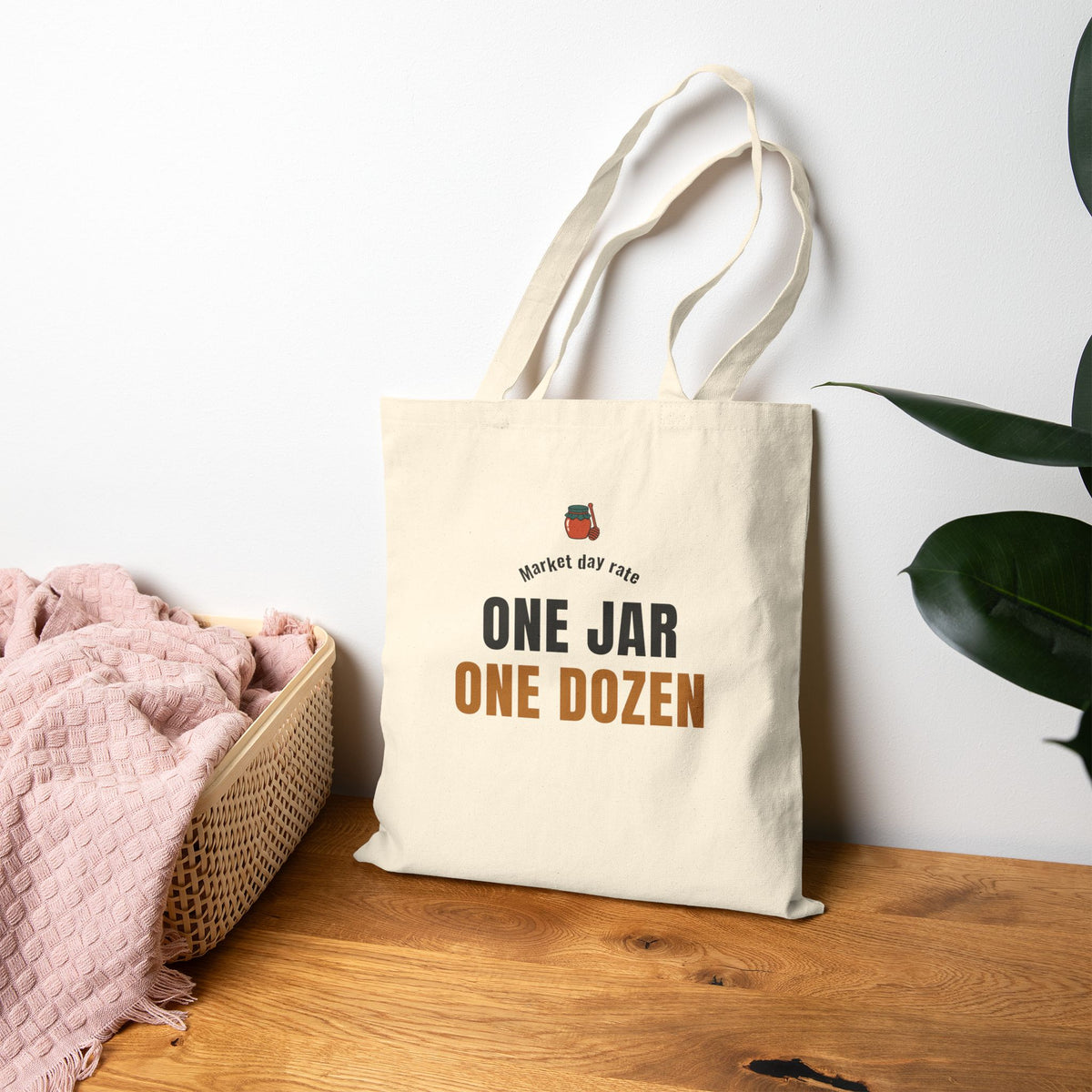 Beekeeping Honey Barter Tote Bag, "One Jar, One Dozen" for Backyard Beekeepers