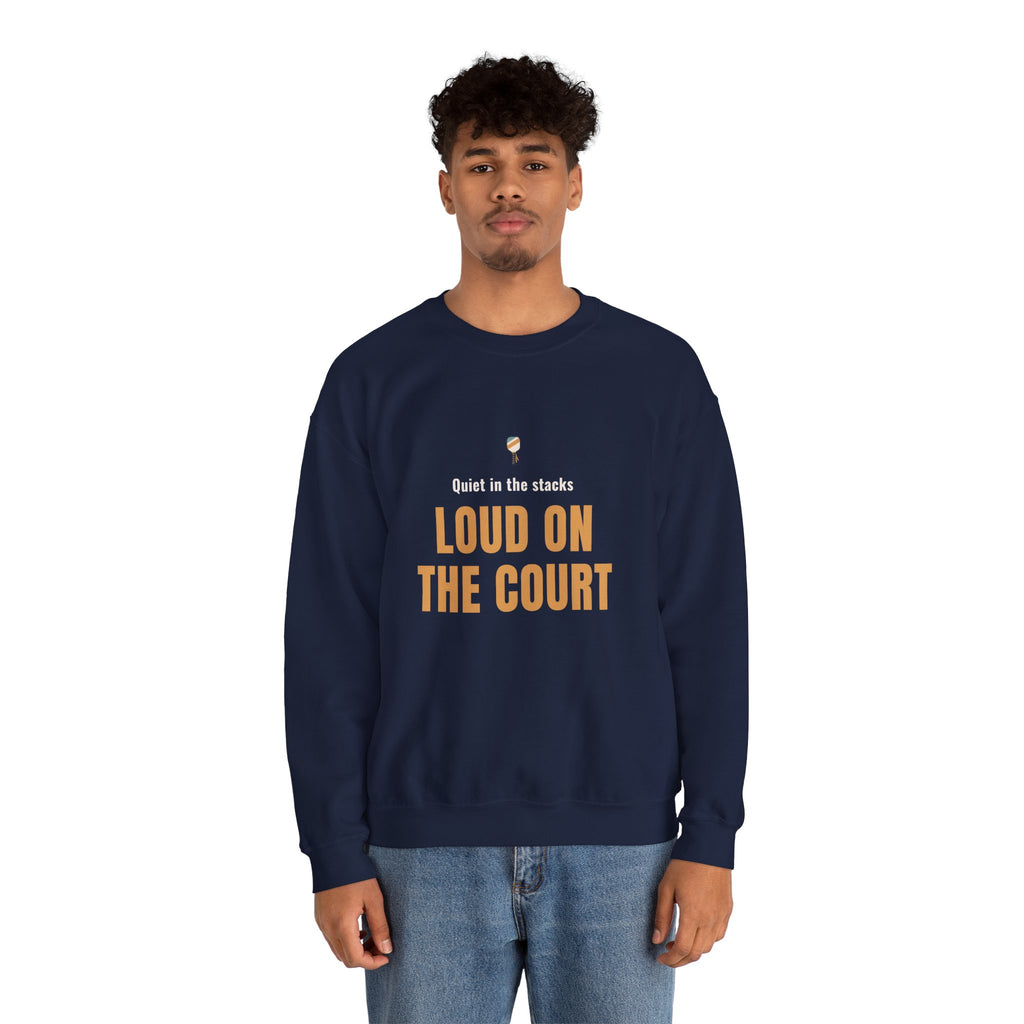 Pickleball Librarian Crewneck Sweatshirt, "Loud on the Court" Design