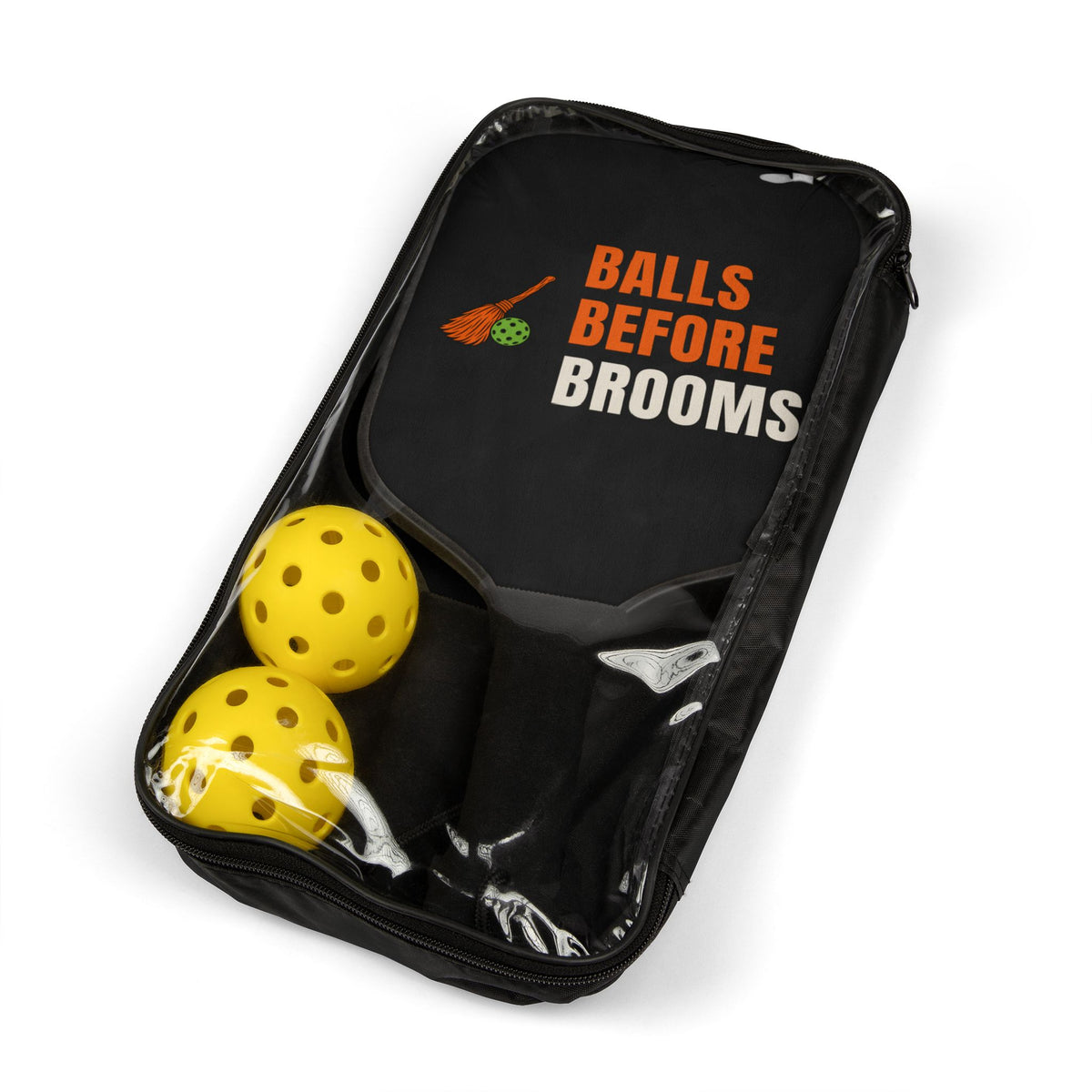 Halloween Pickleball Paddle Set for Pickleball Parents, “Balls Before Brooms”