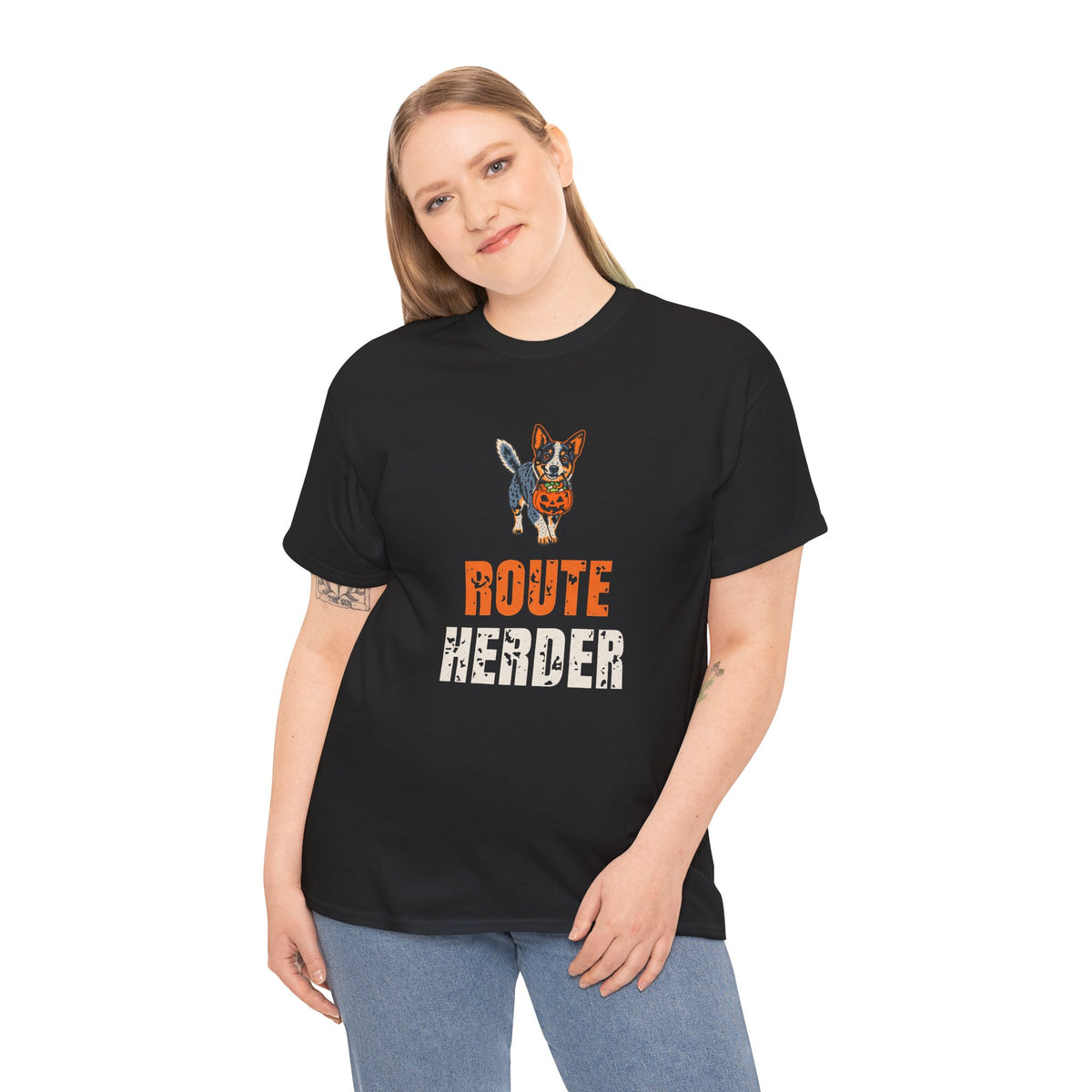 Blue Heeler Halloween Shirt, “Route Herder” Tee for Blue Heeler Dads