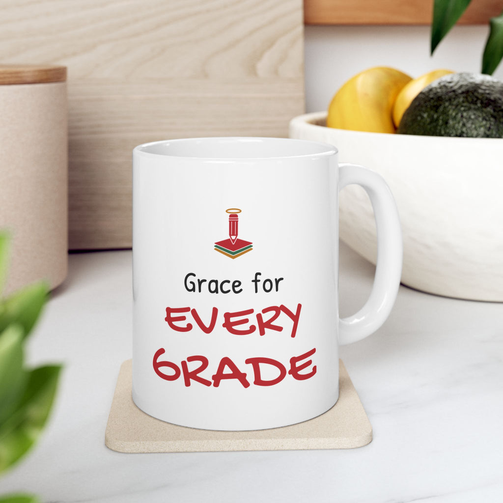 Christian Teacher Christmas Mug for Teachers, "Grace for Every Grade"