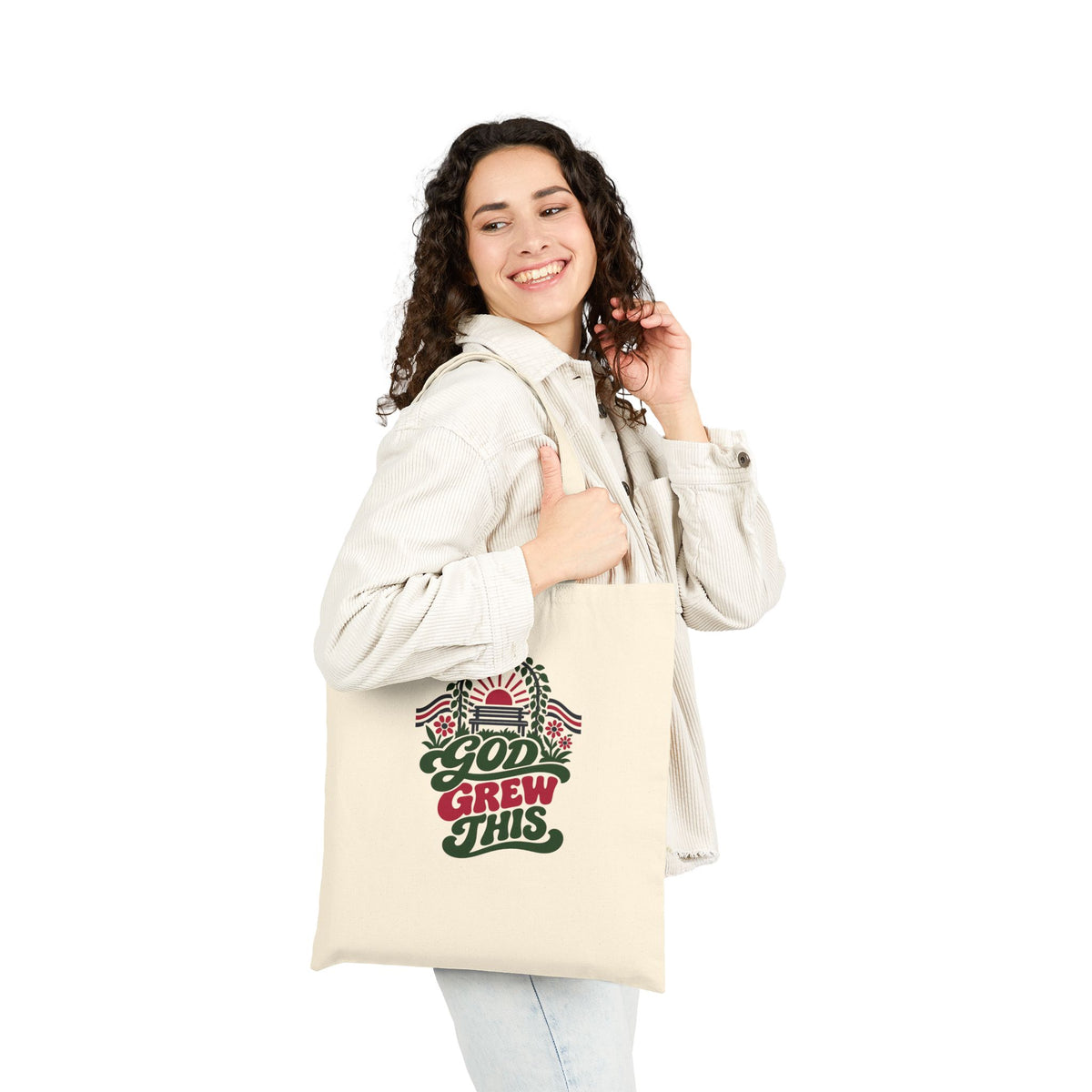 Christian Gardening Tote Bag for Gardeners, “God Grew This”