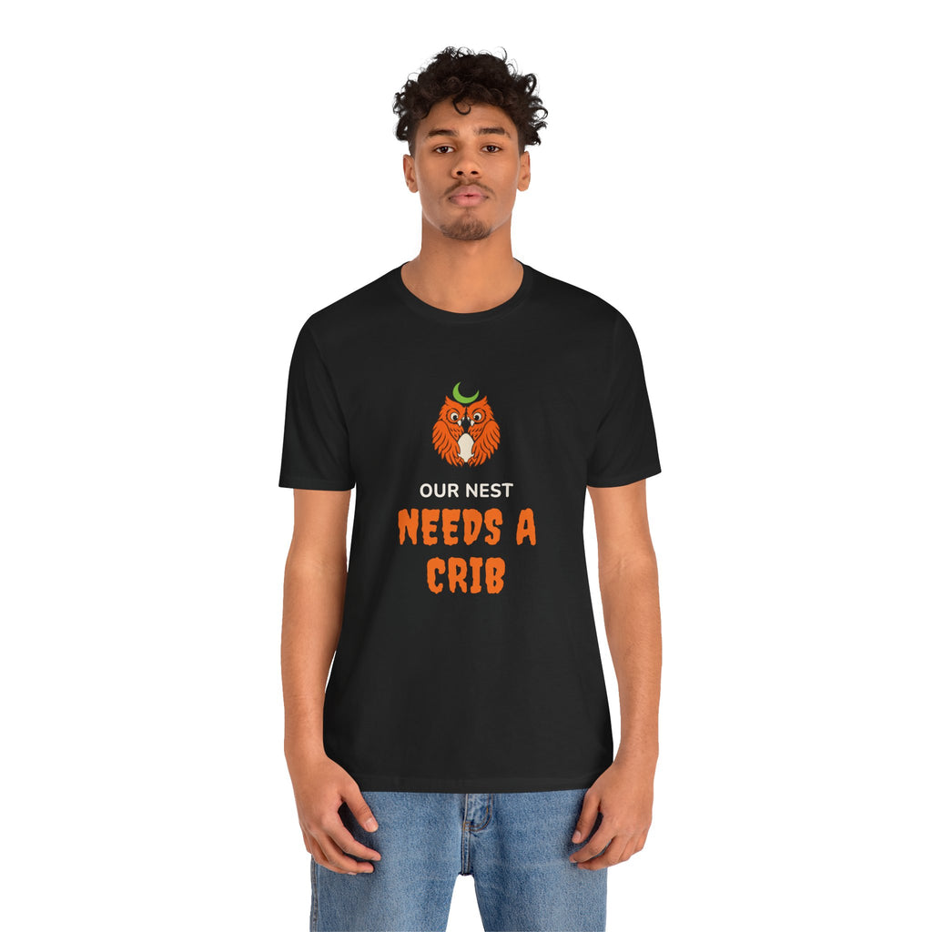 Halloween Pregnancy Announcement Shirt for Expectant Parents “Our Nest Needs a Crib”