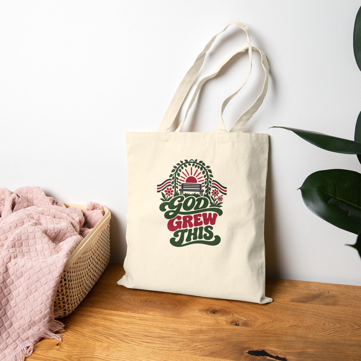 Christian Gardening Tote Bag for Gardeners, “God Grew This”