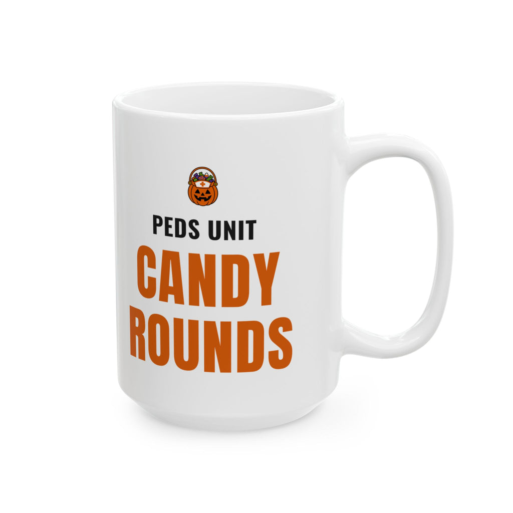 Pediatric Nurse Halloween Mug for Peds Nurses, "Peds Unit Candy Rounds"