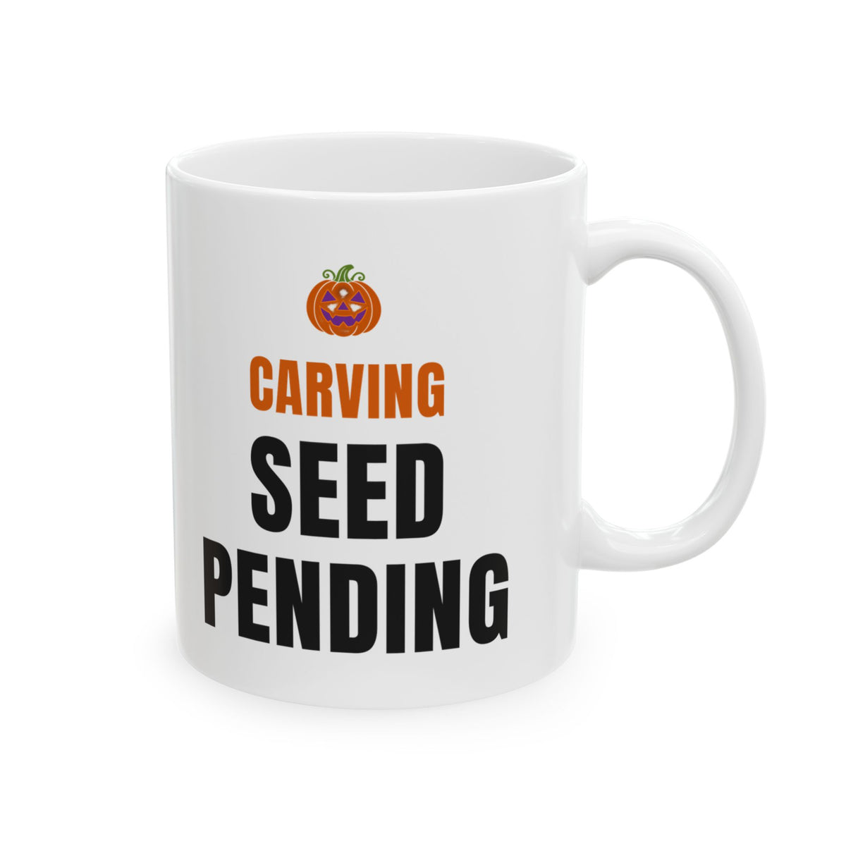 Pumpkin Carving Coffee Mug for Parents, "Carving Seed Pending"
