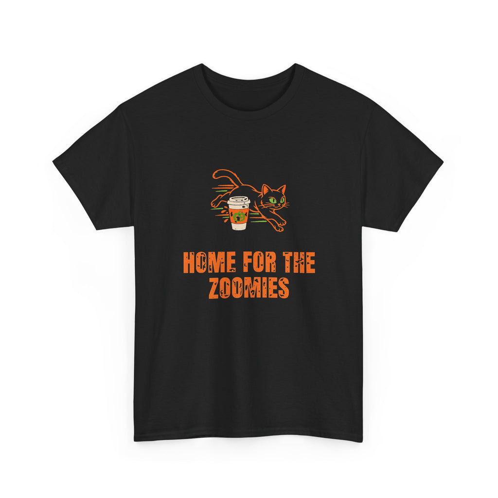 Cats Halloween Tee, "HOME FOR THE ZOOMIES" for Cat Owners