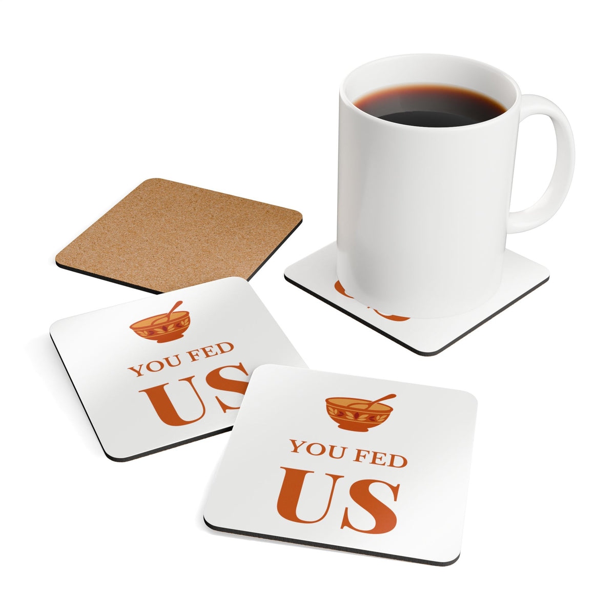 Friendsgiving Host Gift Coasters for Hosts, "YOU FED US"