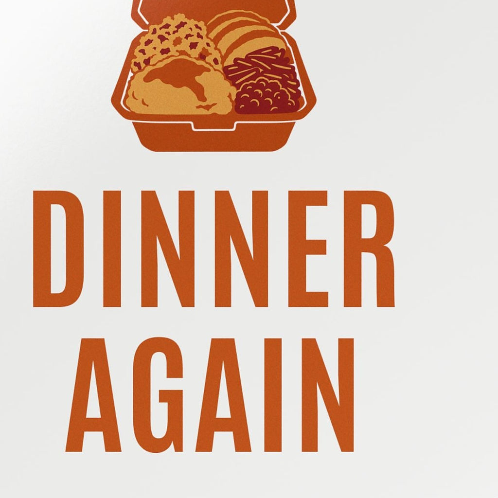 Friendsgiving Host Coaster Set for Hosts Who Send Leftovers Home, "DINNER AGAIN" hermes-closeup