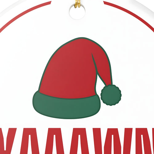Boys Christmas Ornament for Boys and Teens With Deadpan Humor, "YAAAWN" hermes-closeup
