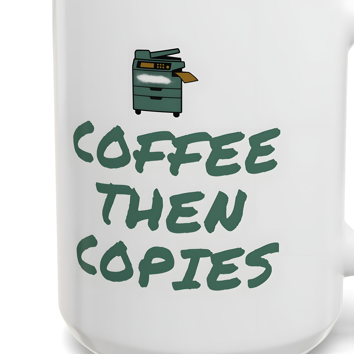 Teacher Coffee Mug for Teachers Before First Bell, “Coffee Then Copies” hermes-closeup