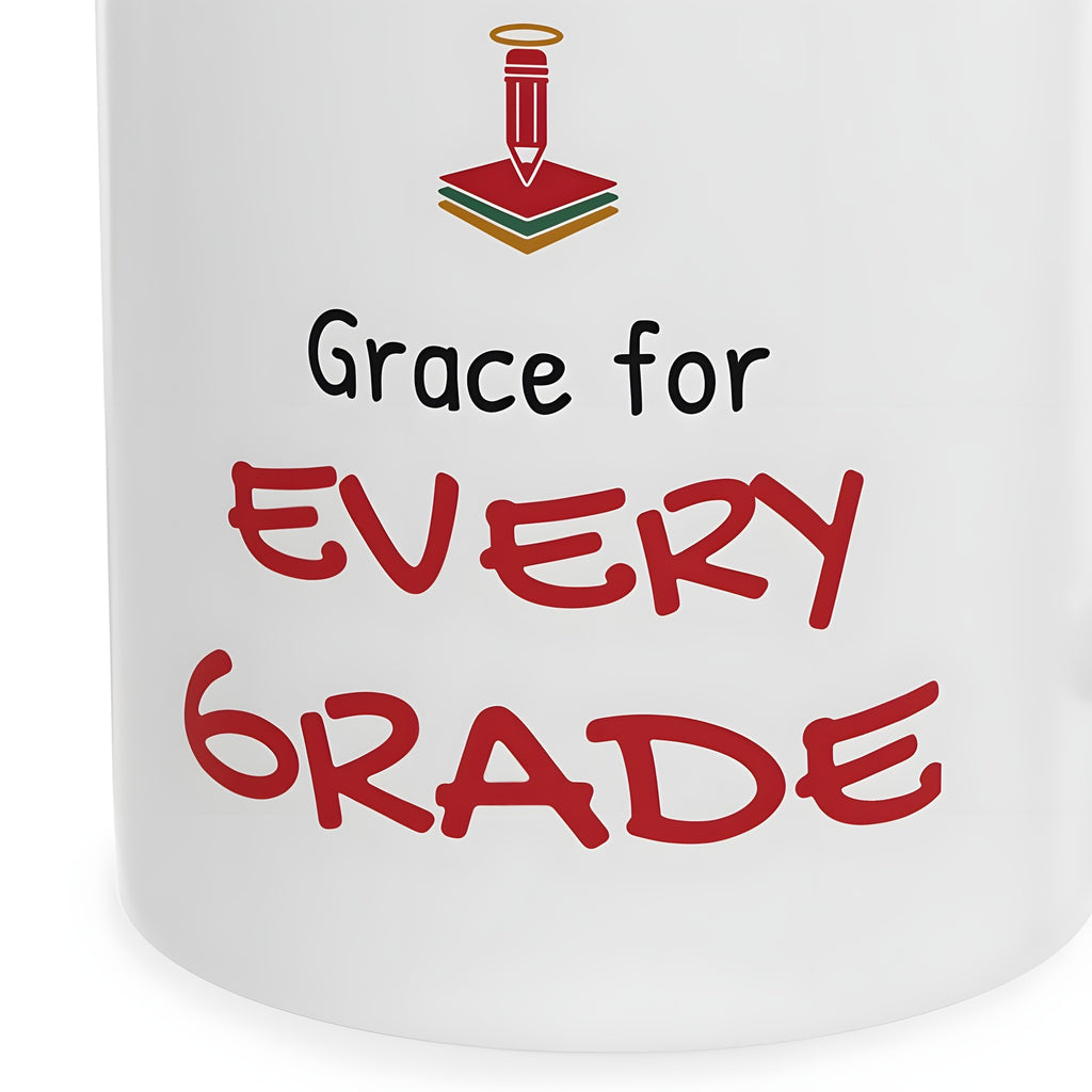 Christian Teacher Christmas Mug for Teachers, "Grace for Every Grade" hermes-closeup